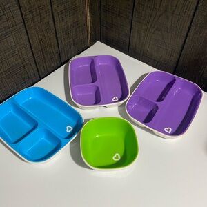 (3/$10) Munchkin Kids Divided Plates - Blue, Purple, Green